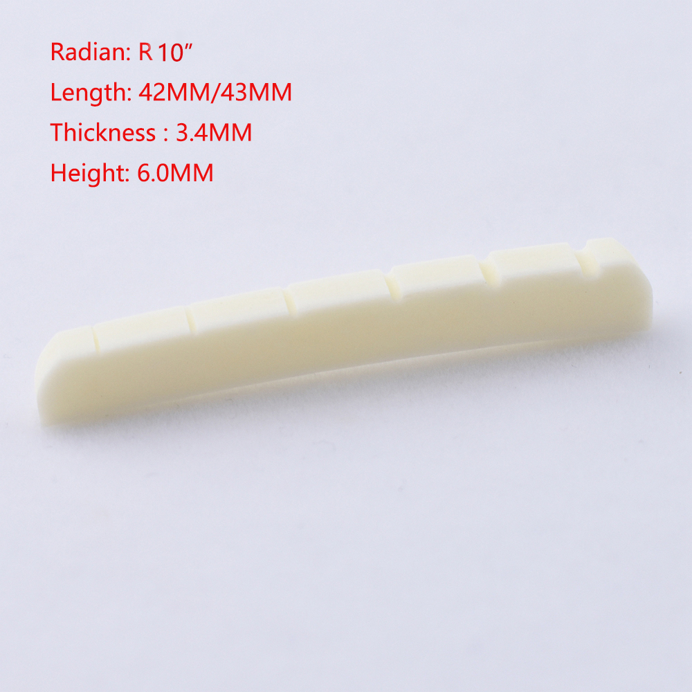 1 stück Echt Schlitz Knochen Mutter Für Elektrische Gitarre (Unten Flach/R 7,25/R10 42MM/43MM * 3,4 MM * 6MM) – Detail 4