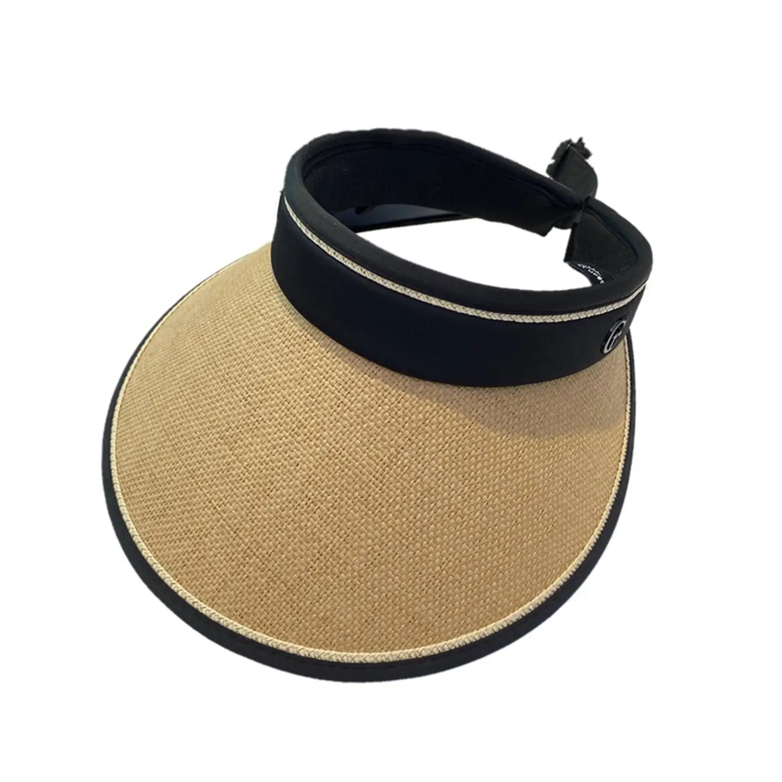 Stylish Women Straw Visor Hat Empty Top, Wide Brim Sun Hat for Holiday