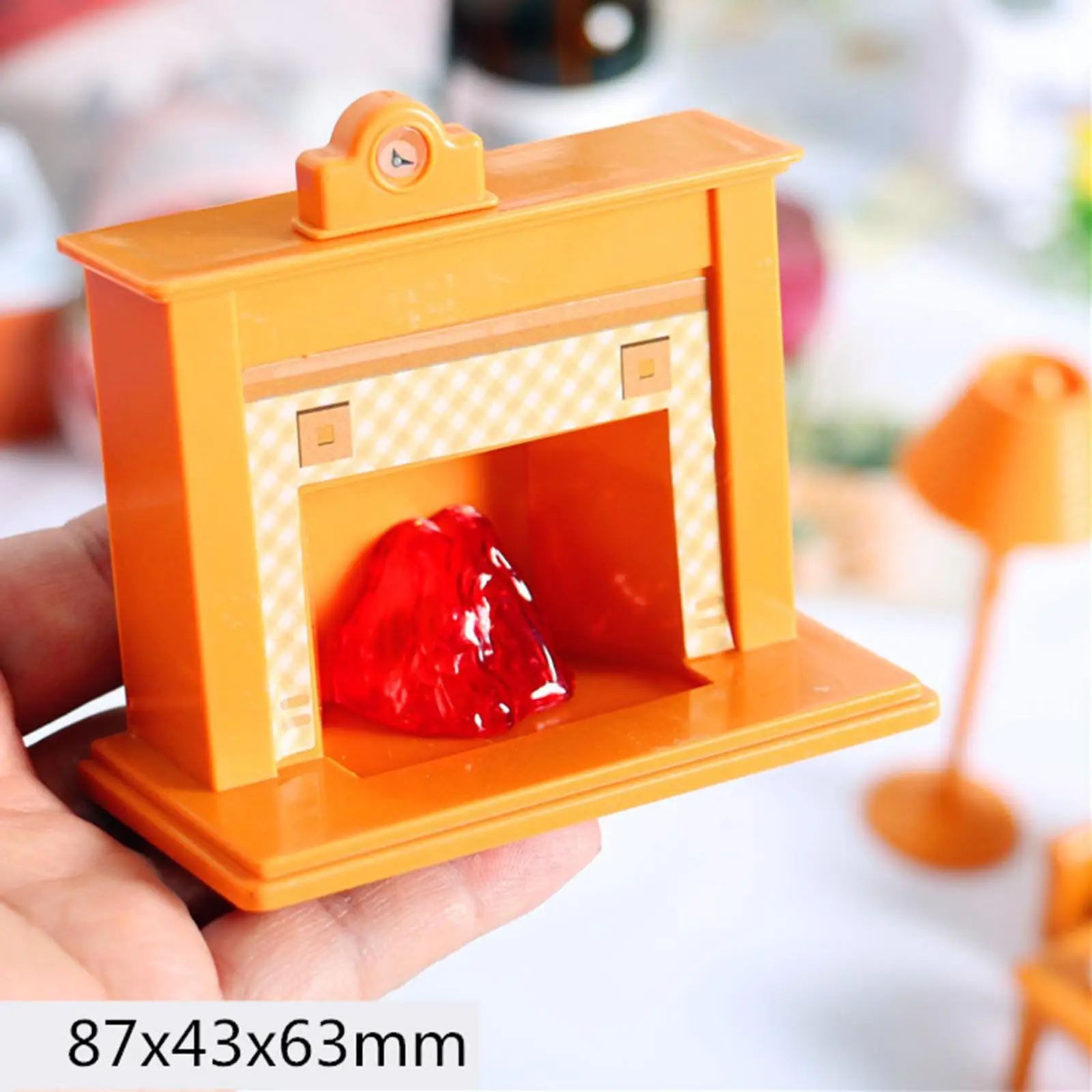 1:12 Dollhouse Accessory Toys, Miniature Fireplace and Potted Plant and Clock Mini Furniture Toy for Children Kids