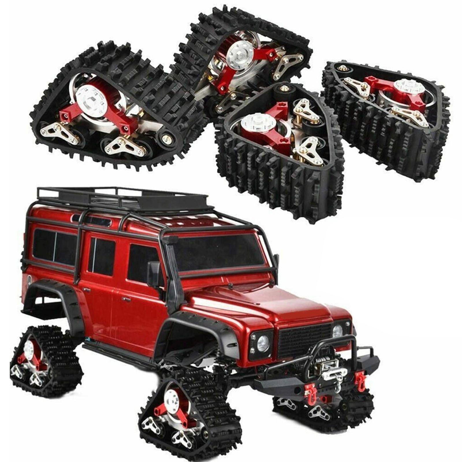 4 Pieces 1/10 Metal Snow Track Tire RC Truck Track Wheel for TRX4 Defender Bronco Ford Model Buggy DIY Accessories