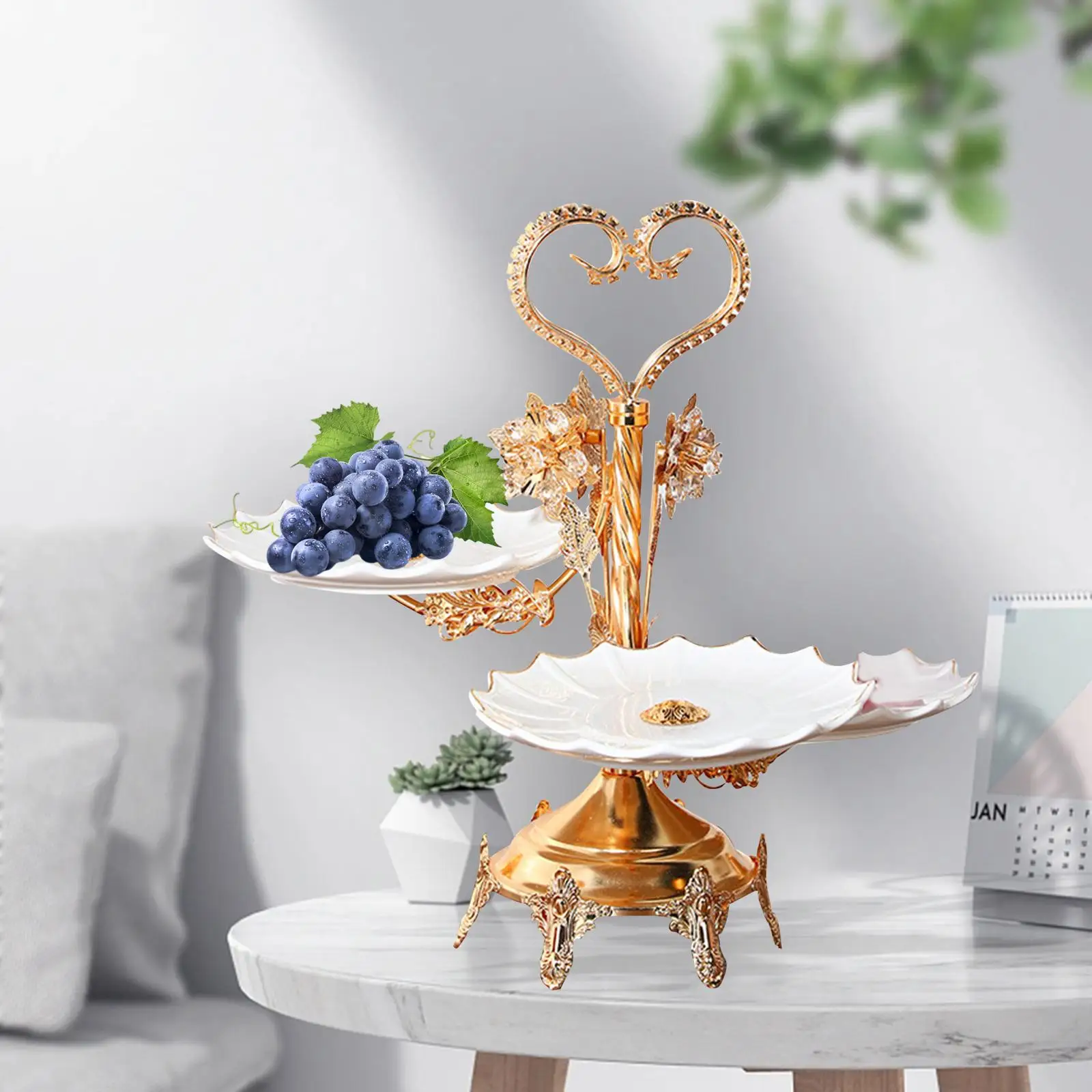 3 Layer Fruit Plate Ceramics Tiered Cupcake Stand for Fruit Living Room Home