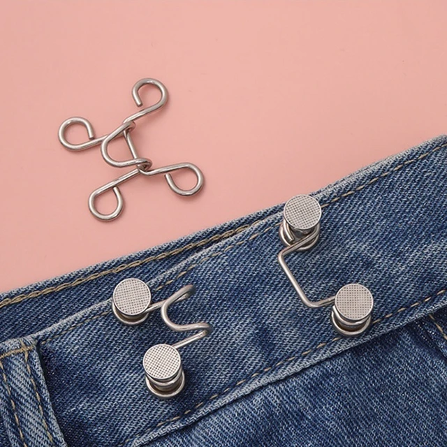 2Pcs Pant Waist Tightener Reusable Waist Button Tightener Adjuster Jean  Clips Pins Waist Brooch for Loose Jeans Clothing Dresses - AliExpress