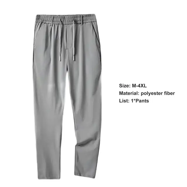 IROINNID Men's Pants Relaxed Cigarette Lace-Up Track Drawstring Trousers  Solid Color Elastic Waist Pants