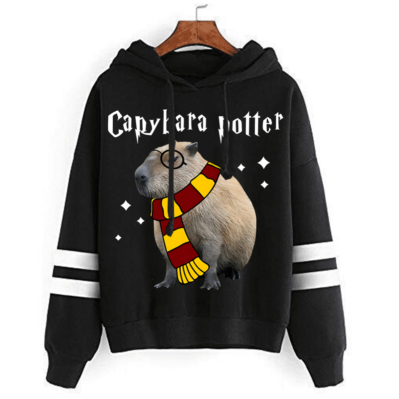 Capybara-Women's Potter Hoodies, manga comprida, casual, esportivo,