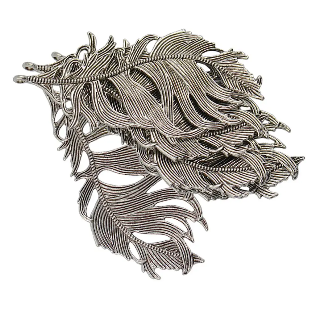6pc  Large Feather Charms Pendants for Crafting Jewelry Making