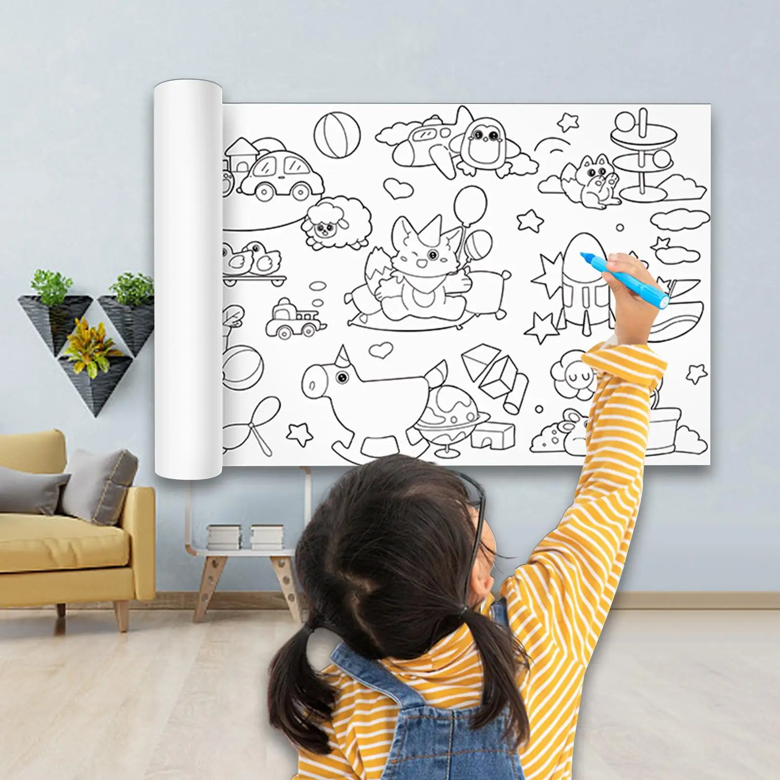 DIY Children Colouring Roll Coloring Book Paper Coloring Poster Poster Coloring Painting Paper Children Drawing Roll Toddlers
