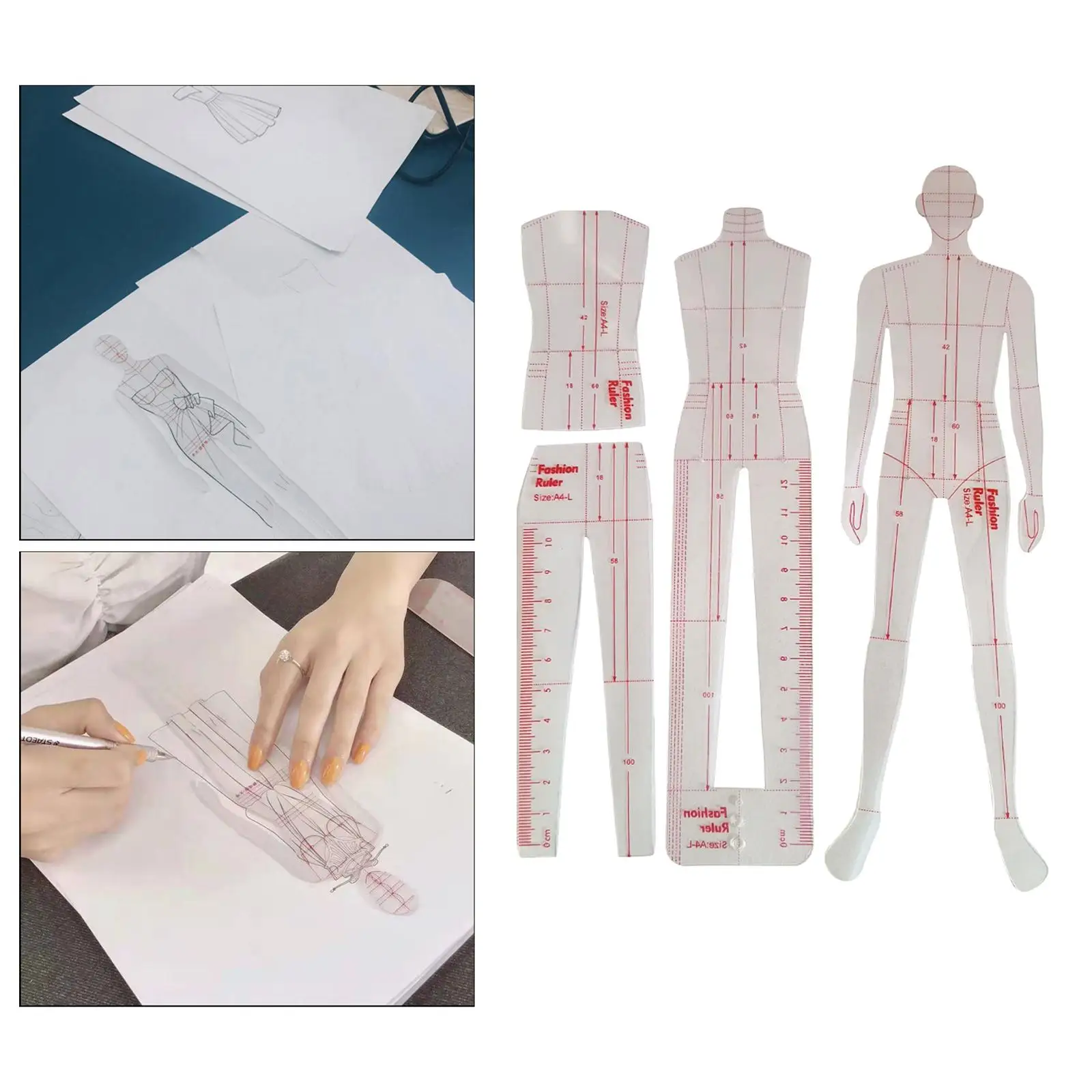 Fashion Drawing Template Ruler Durable Models Fashion Illustration Rulers for Pattern Makers Work Clothes Coats Trousers suits