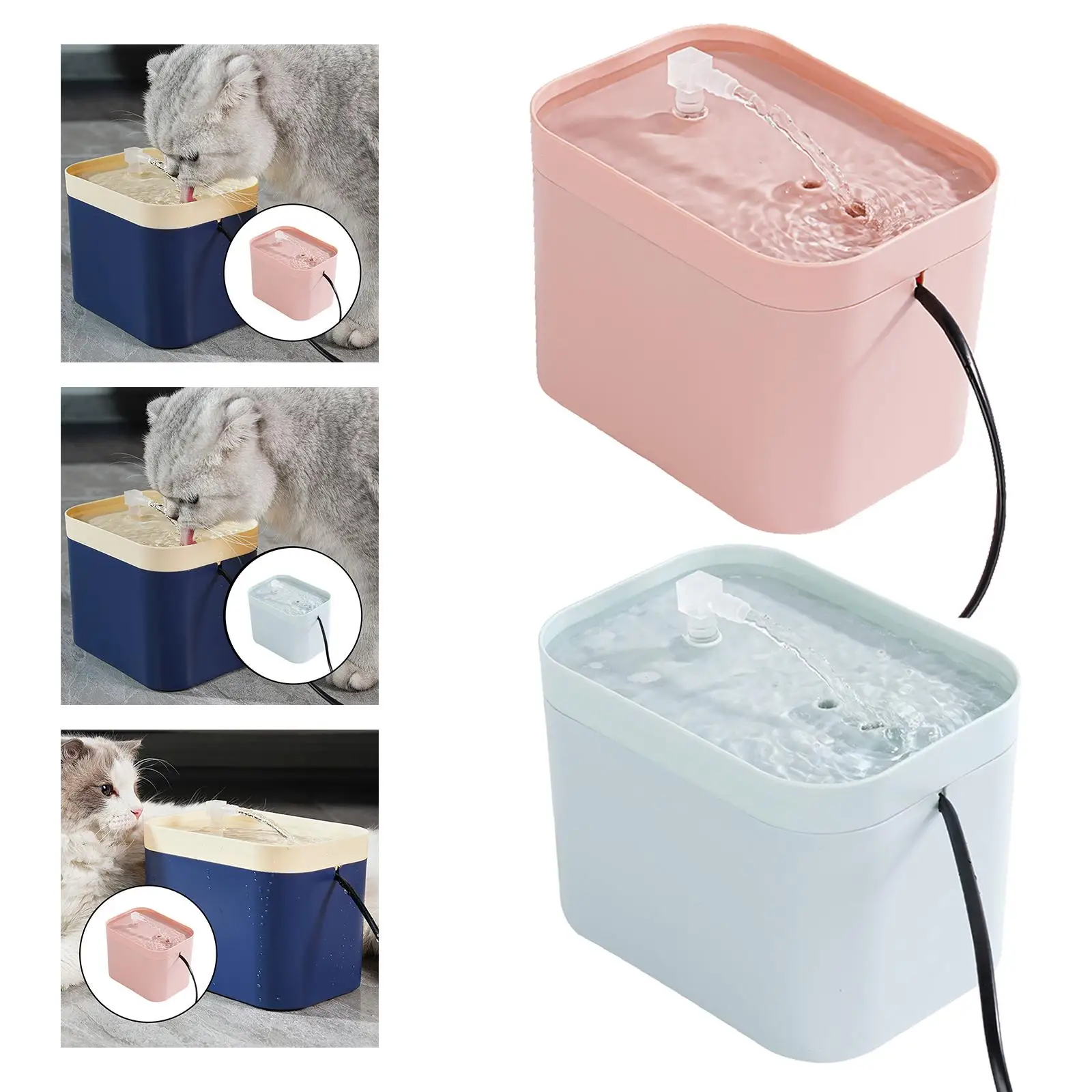 Cat Water Fountain Rechargeable 1500ml for Cat, Dog Puppies Multiple Pets
