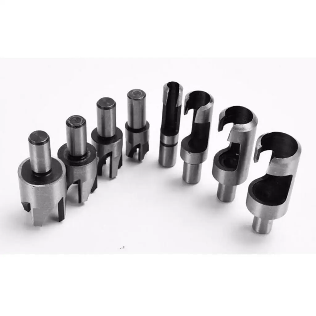 8pcs Carbon  Plug Cutter Cutting Tool Drill Bit Set Straight And