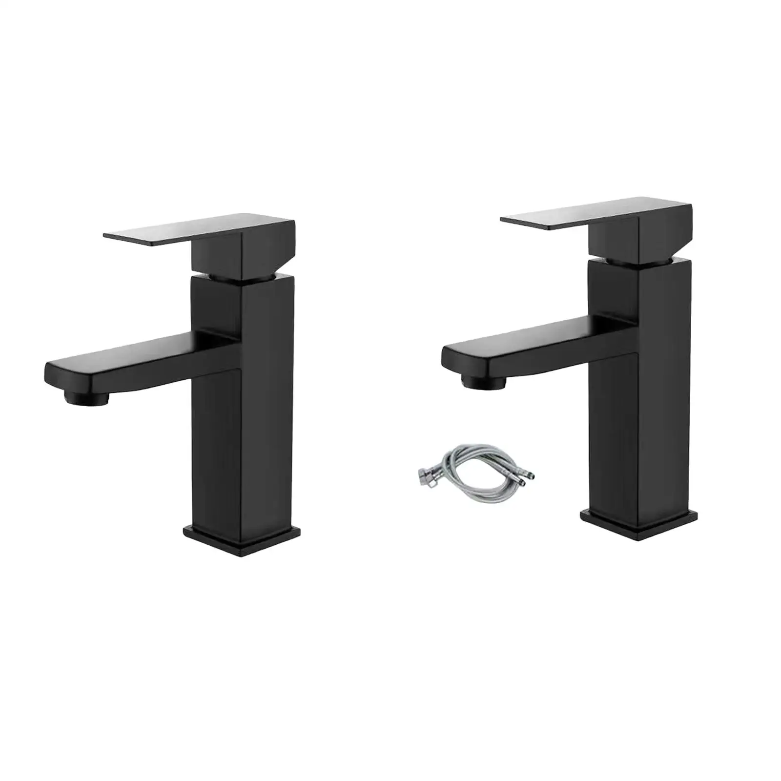 Bathroom Sink Faucet Rustproof Black Basin Faucet Durable Stainless Steel Hot and Cold Water for Sink Wash Basin Hotel