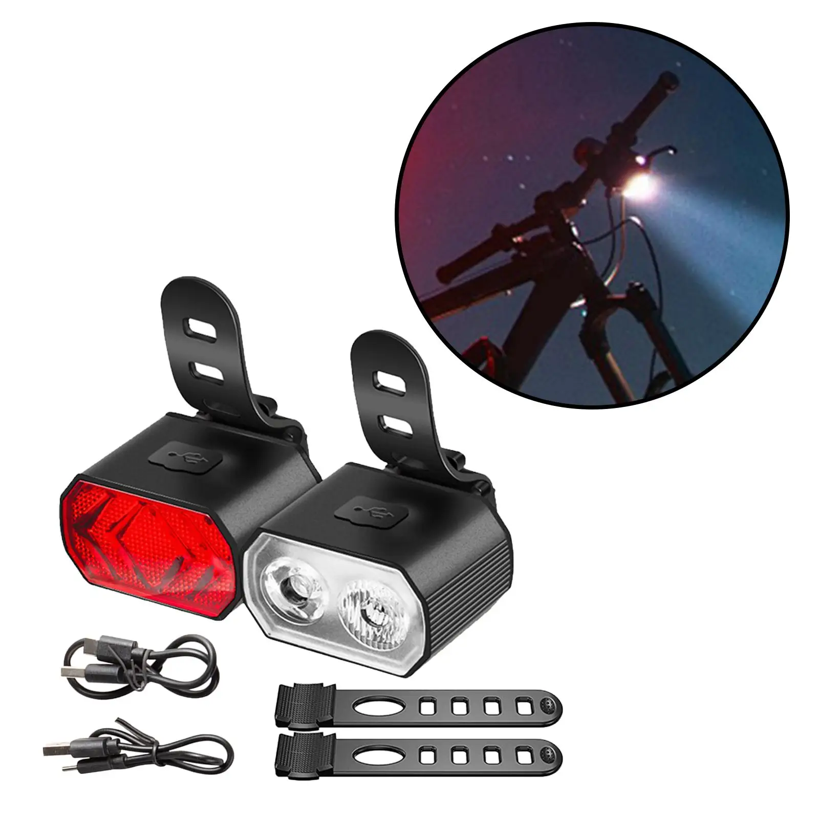 Bicycle Lights Bike Headlight Taillight Front Rear Light Rechargeable Cycling Lamp Aluminum Alloy Warning Lamp Bike Accessories