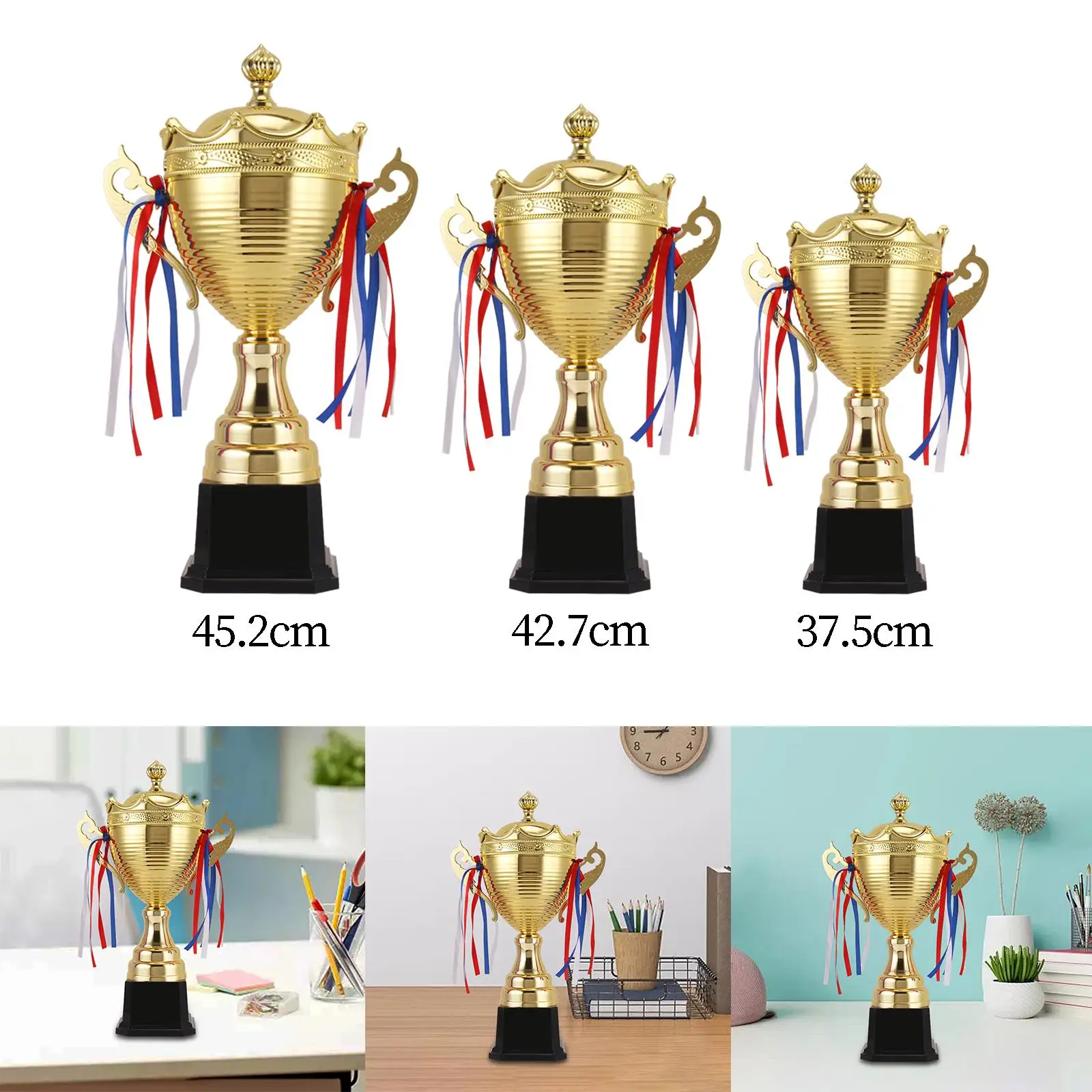 Metal Winner Award Trophies Cup Gold Color Party Favors Exquisite Workmanship Decorative Versatile Winning Prizes PP Base