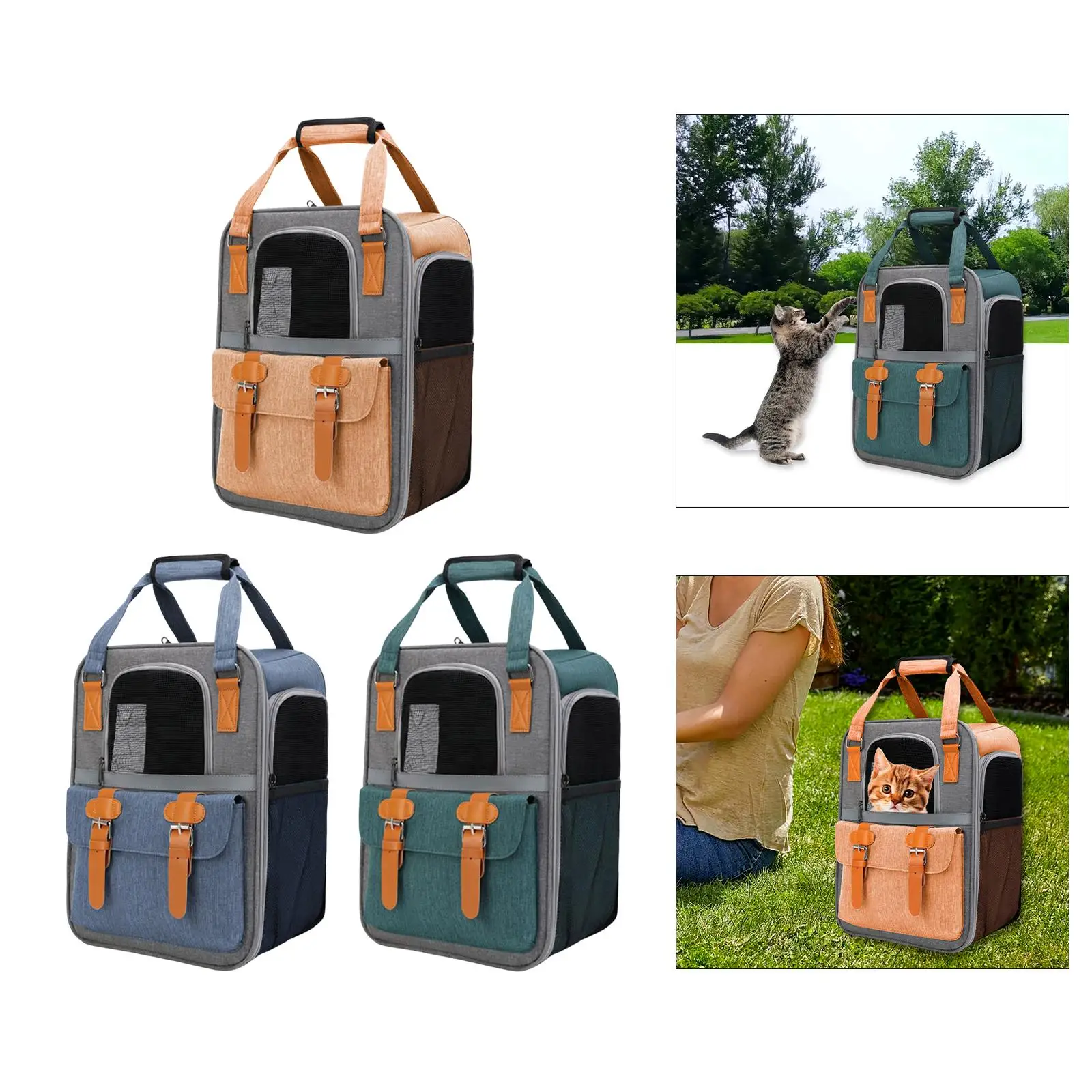 Portable Pet Cat Carrier Backpack Dog Travel Bag Shoulder Strap Kitten Tote Carrying Bag Breathable for Traveling Hiking Camping