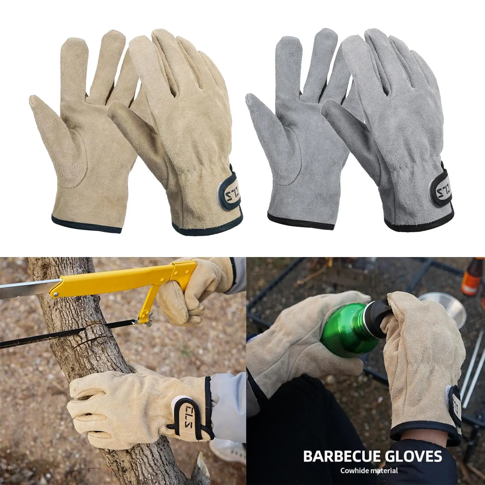 Leather Work Gloves Wear-Resisting Heat Resistance Utility Welding Gloves