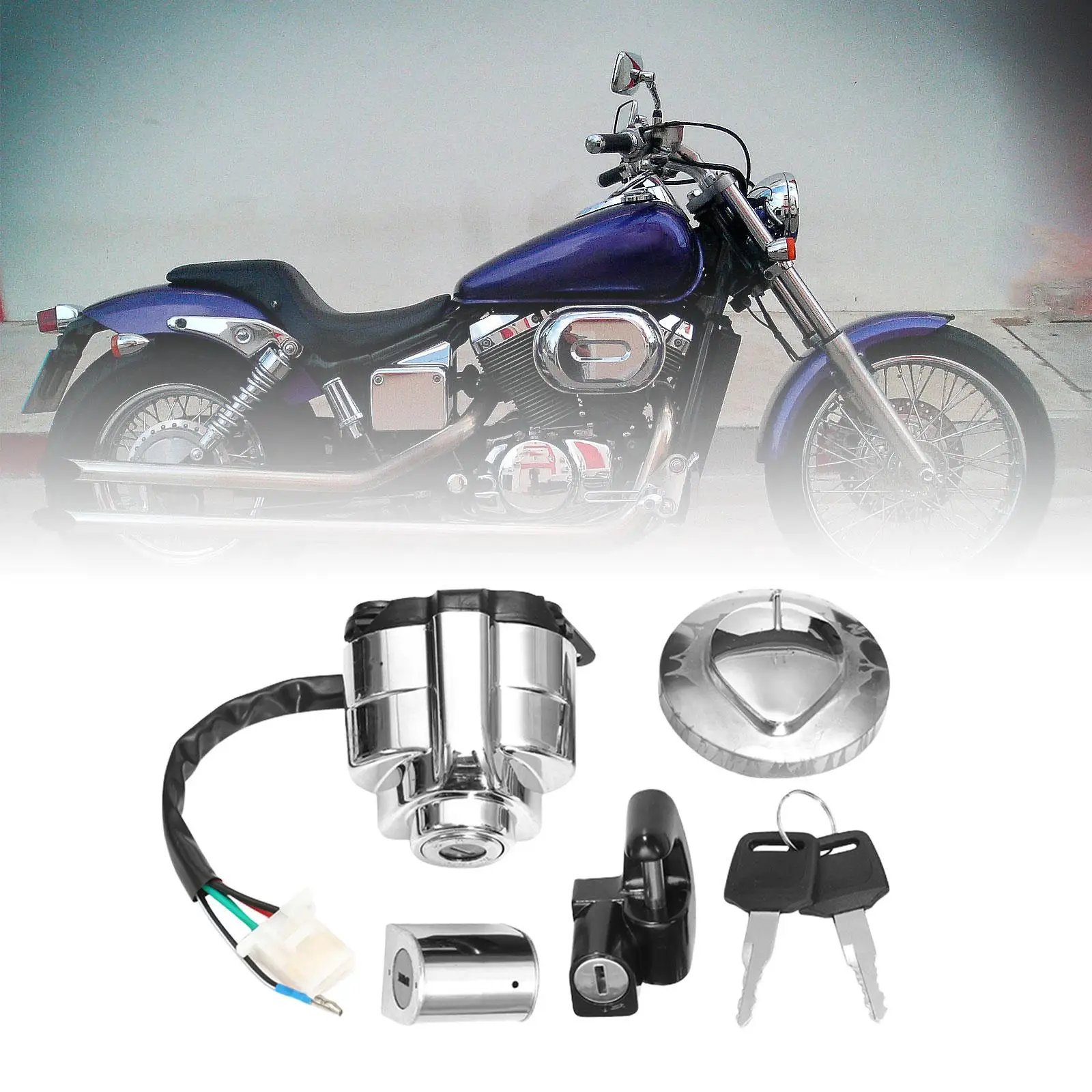 Ignition Switch Lock Fuel Gas Cap Key Durable Direct Replaces for Honda Shadow Vlx VT 400 750 600 Easy Installation