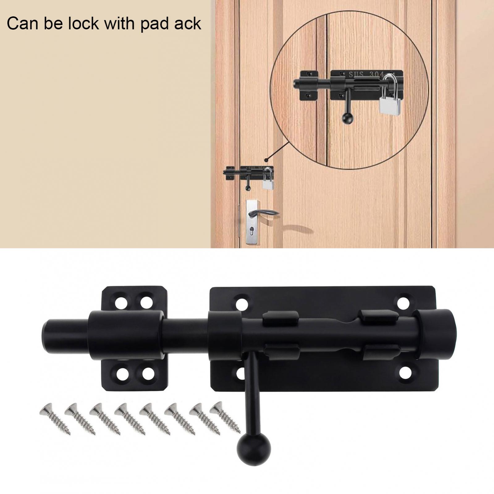 para portas, Janelas Armários, 10mm Cadeado Buraco, Black Slide Door Lock, 6