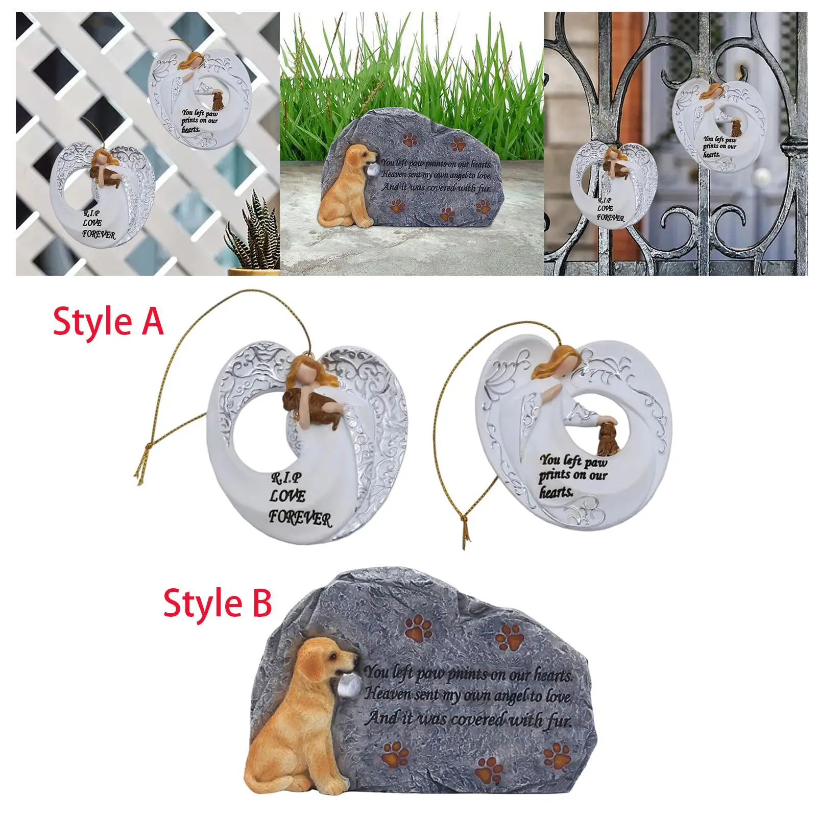Pet Memorial Stones for Dogs Ornament Dog Grave Marker for Lawn Outside Yard