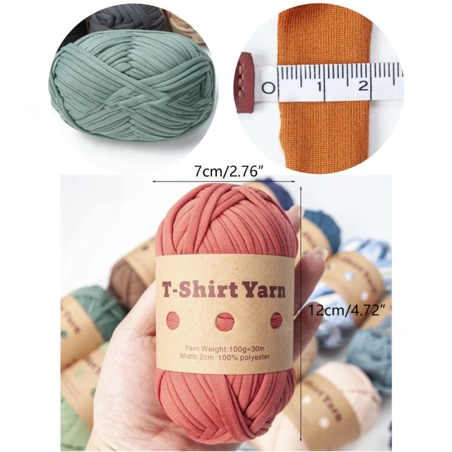 2 PCS T-Shirt Yarn Elastic Fabric Crochet Cloth Yarn for DIY Knitting,  Spaghetti Yarn Thick Knitting Yarn for Hand DIY Bag Blanket Cushion  Crocheting