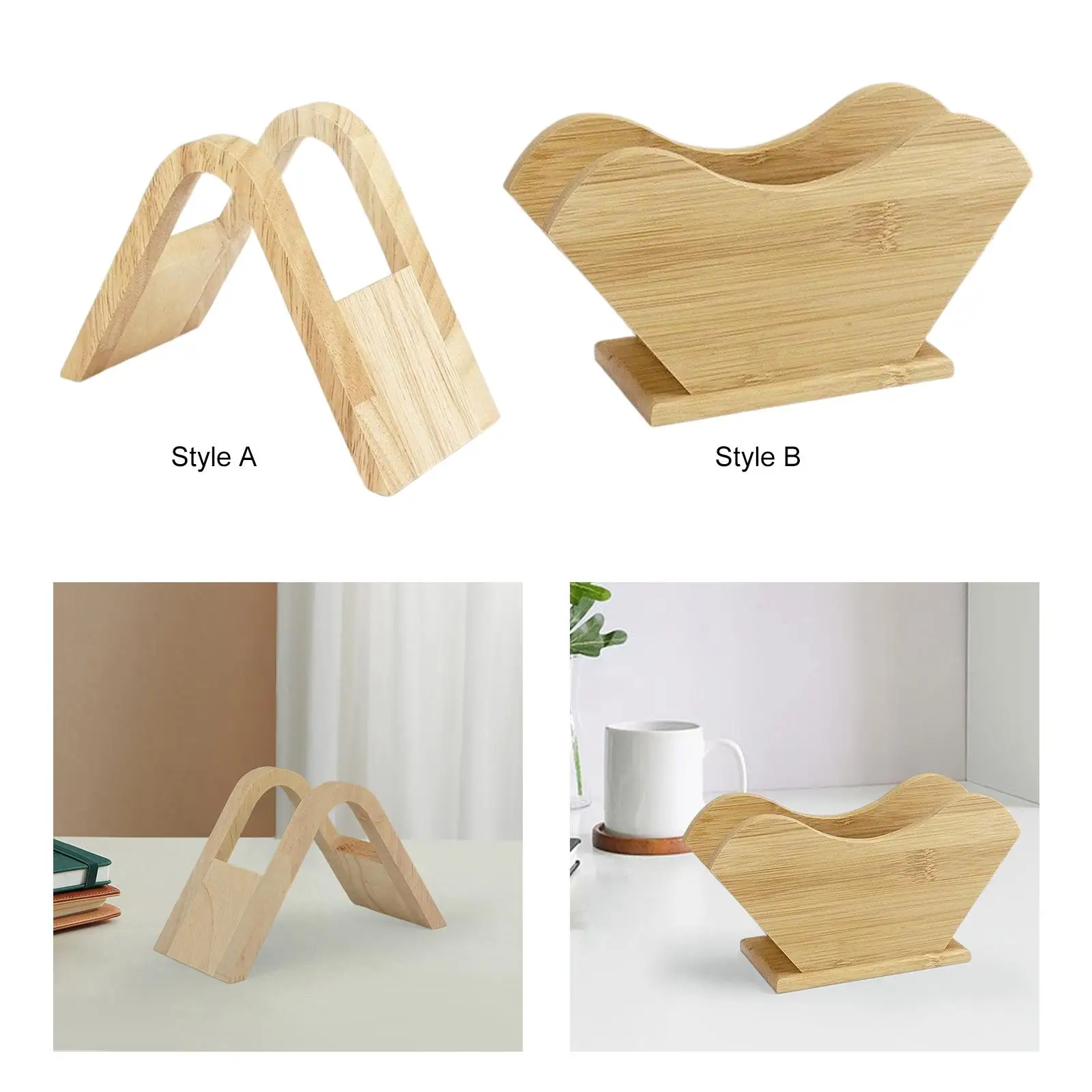 V Shape Coffee Filter Holder Standing Coffee Utensil Stand Storage Rack Wood for Countertop Kitchen