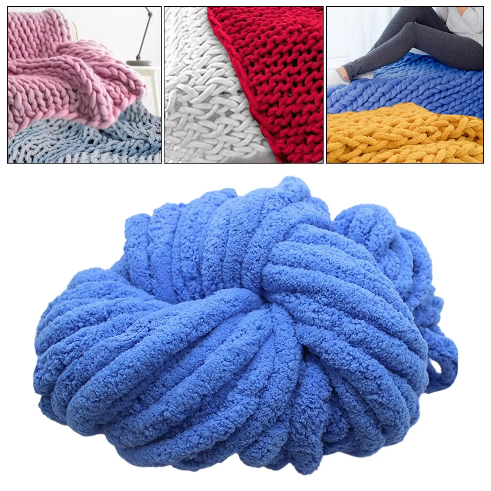 Chunky Chenille Yarn Plush Yarn Giant Gauge 7 Jumbo Acrylic Fibers Bulky Yarn for Arm Knitting Blanket Scarf Hat Crochet