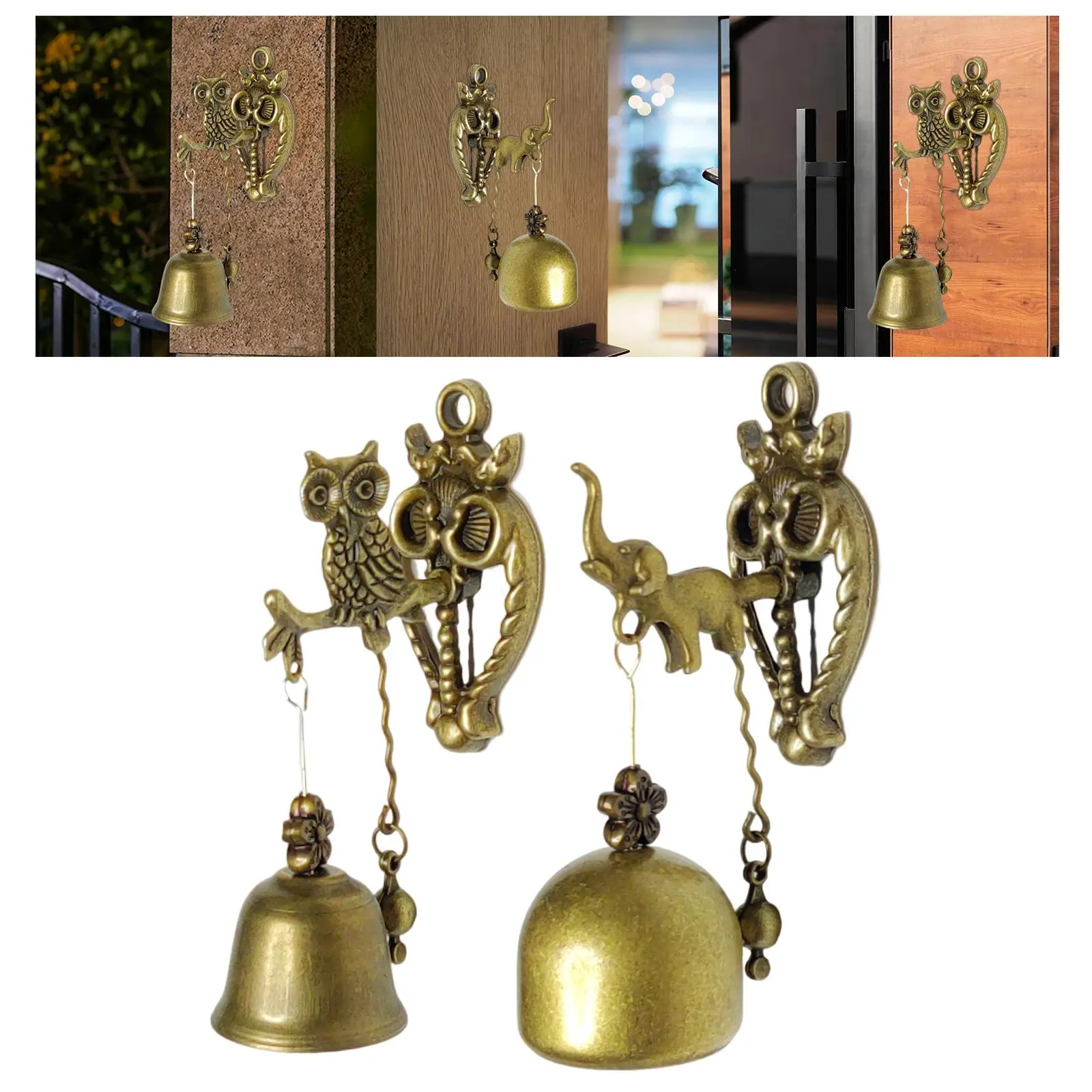 Antique Style Shopkeepers Door Bell Figure Classic Style Entry Door Chime for Cafe Farmhouse Anniversary Restaurant Villa