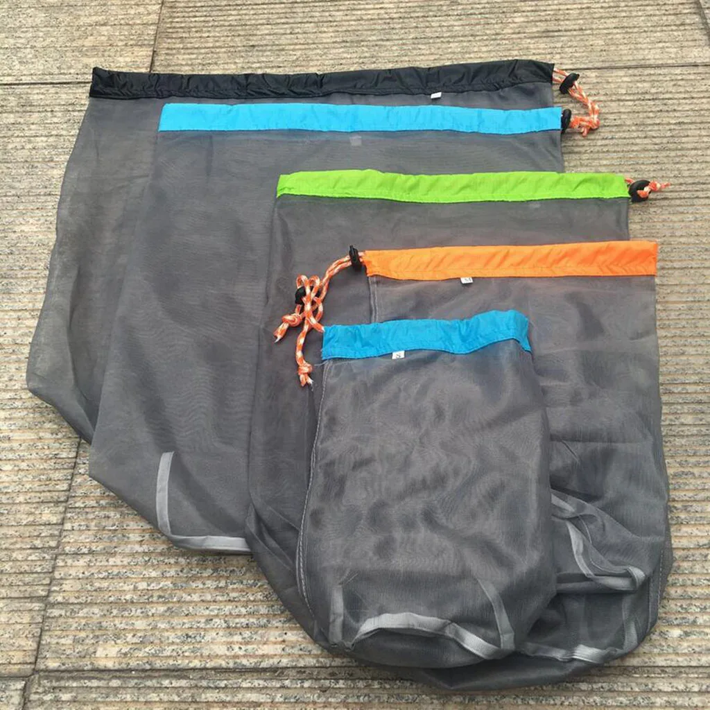 5pcs Multifunction Mesh Sack Storage Bag Packsack Mesh Bag Mesh bag made of