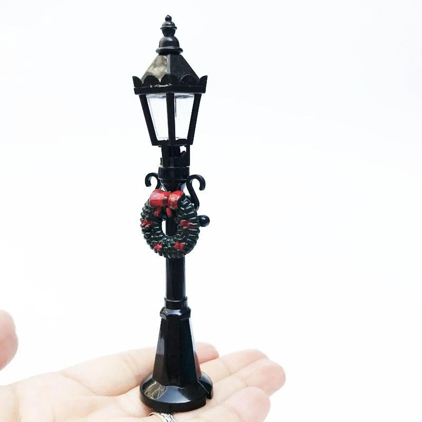 Mini Park Bench + Lamppost Street Light For 1/12 Dollhouse Miniature Model