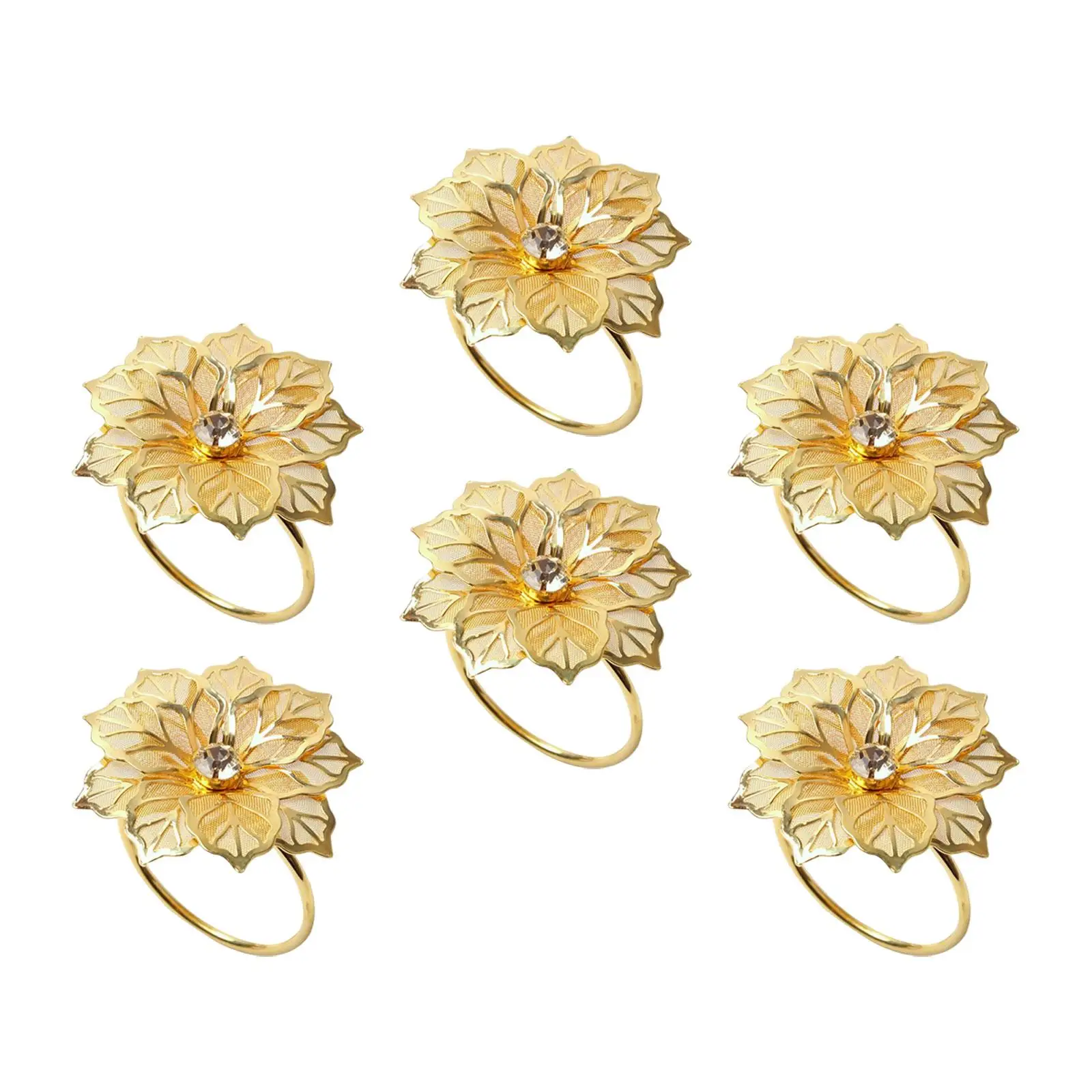 6Pcs Rhinestone Serviette Buckles Decor Napkin Holder Wedding Flowers Napkin Rings for Everyday Thanksgiving Hotel Holiday Event