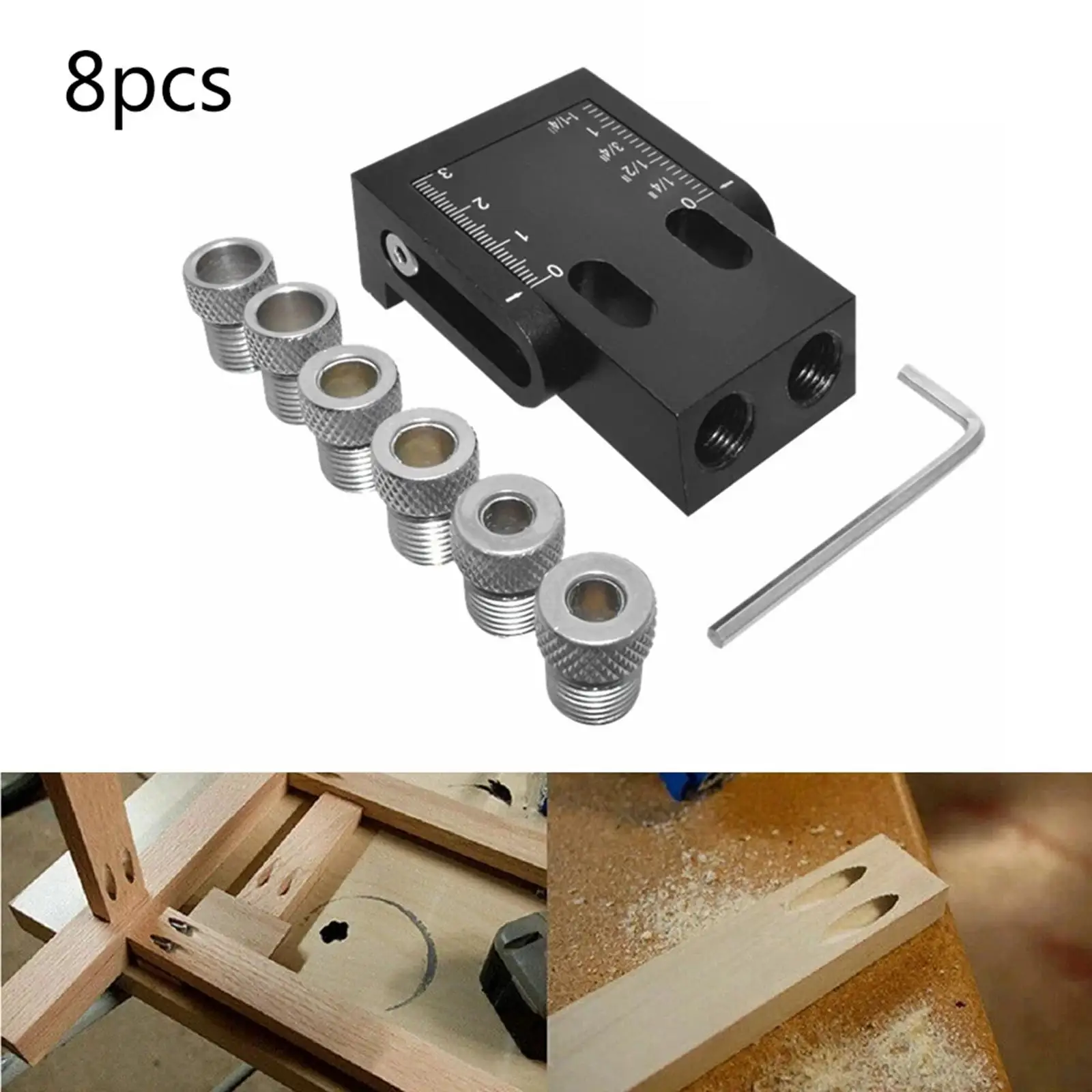 Pocket Hole Jig Kit 6/8 /10mm Angle Drill Guide Set Hole Puncher Locator Jig Drill Bit Set Puncher DIY For Woodworking Tools