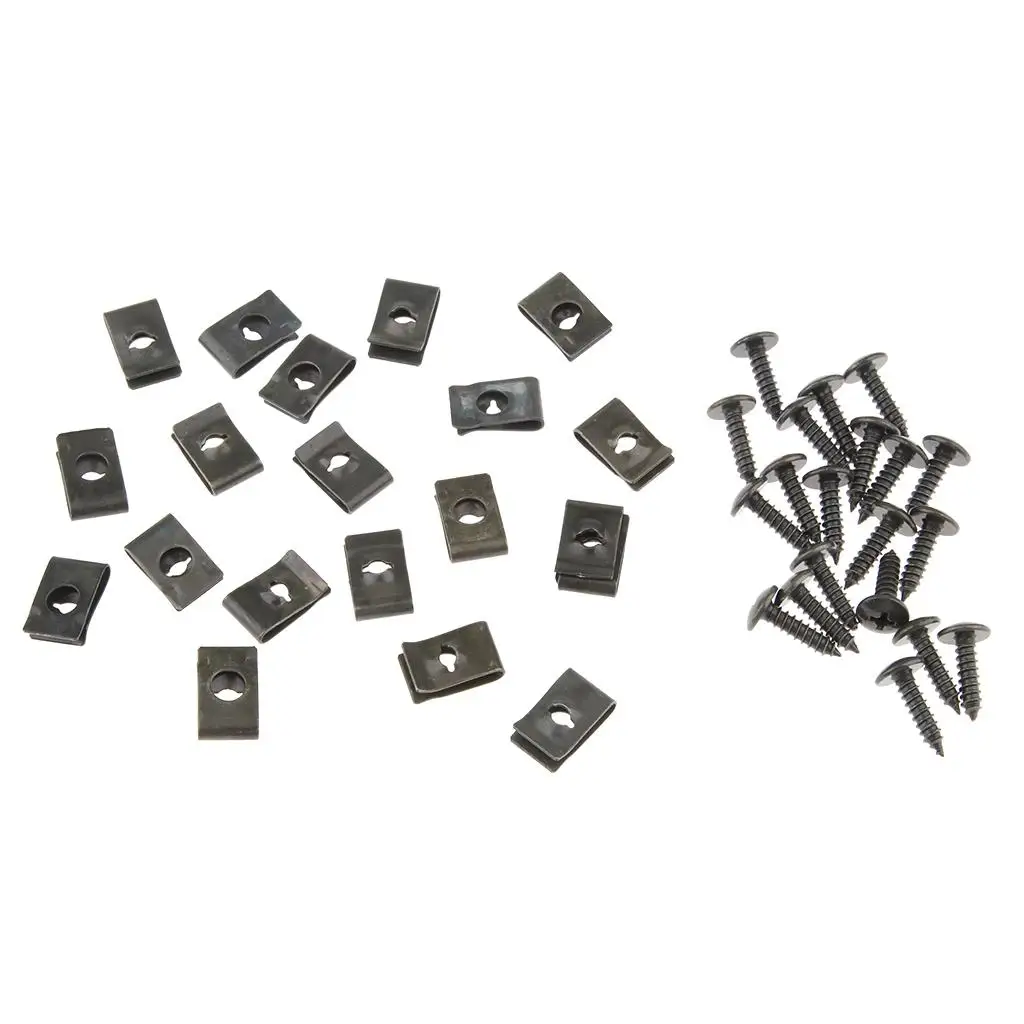 20x Universal Spring  License Panel U-Clips  Nuts with Screws Scooter