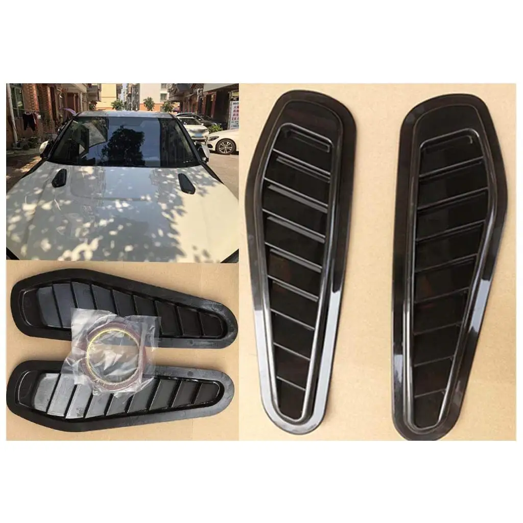 2pcs Universal Ventilation Covers For Car Hood For Decorative , Black Color