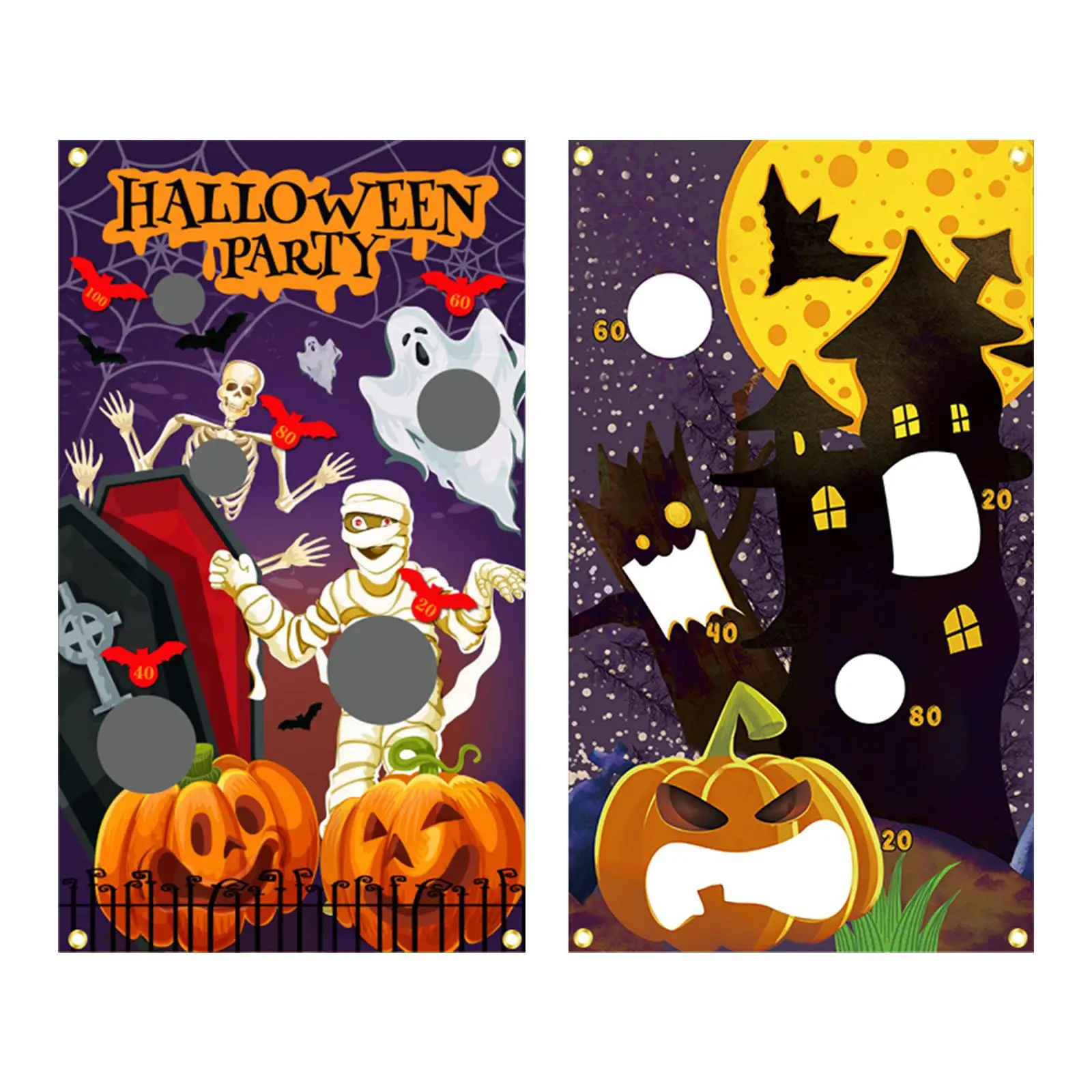 Halloween Themed Toss Games Banner Set ,31.5x55Inches for Adults Kids Indoor Outdoor