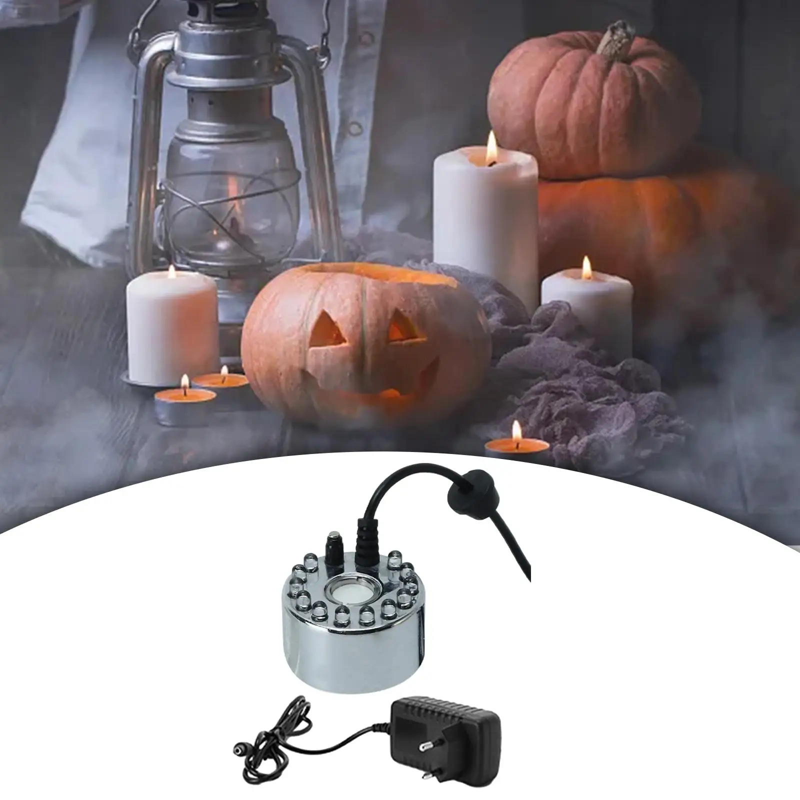 Mini Mist Fogger Mister with Colorful LED EU Adapter Accessories Durable Multipurpose Ultrasonic Mist Aluminum for Halloween