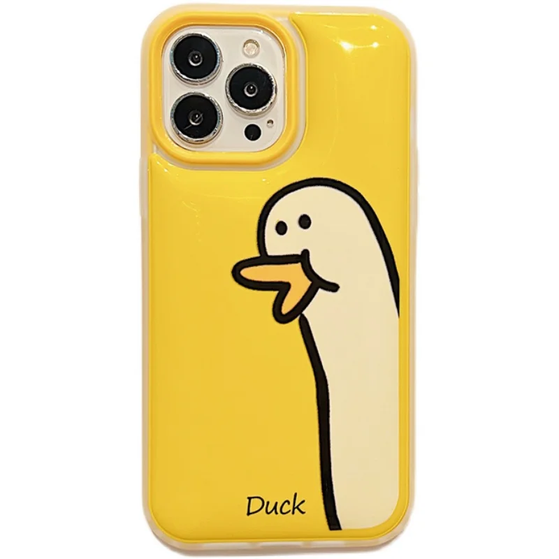 iphone 12 pro max silicone case Cute Cartoon Duck Phone Case for iPhone 11 12 13 Pro Max X XR XS Max Soft Cover 3 in 1 Air Bag Shockproof Protective Shell Women iphone 12 pro max cover
