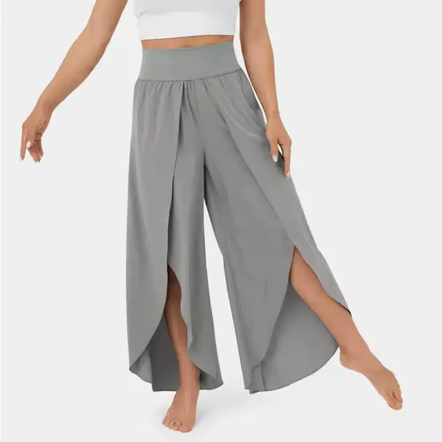 Summer Flowy Wide Leg Pants Women High Waisted Casual Beach Pants