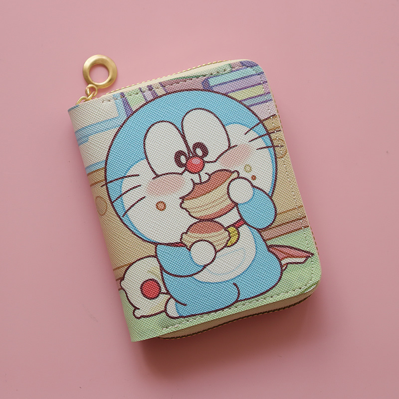 Heißer Verkauf Doraemon Kurze Tasche Anime Druck Nette Brieftasche Cartoon Karte Halter Mini Zipper Geldbörse Kawaii Geldbörsen Schlüsselanhänger Fall – Detail 10