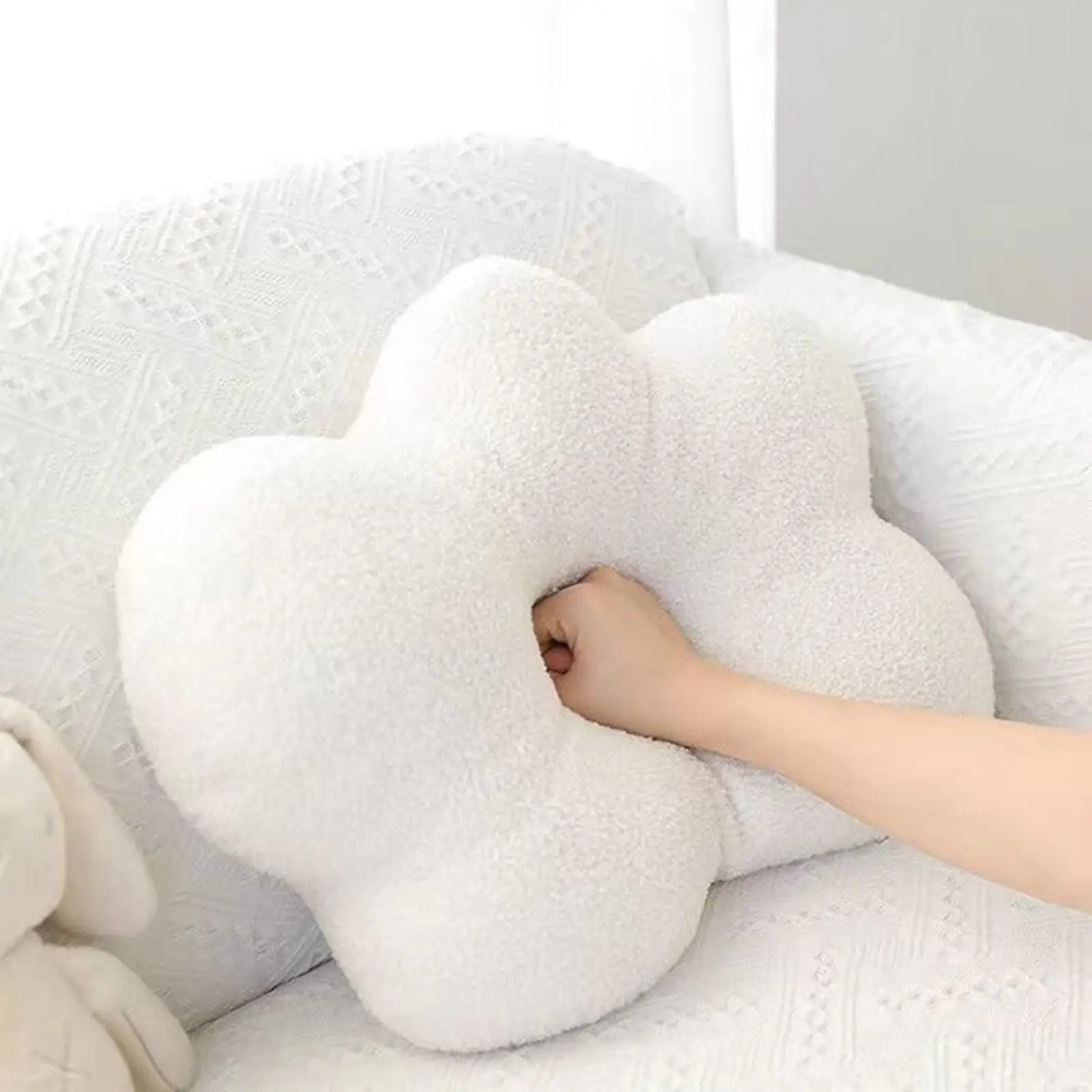 Decorative Cloud Plush  Seat Cushion Hug Doll Nap Cloud Shaped Cushion for Living Room Indoor Bedroom Decoration Girls