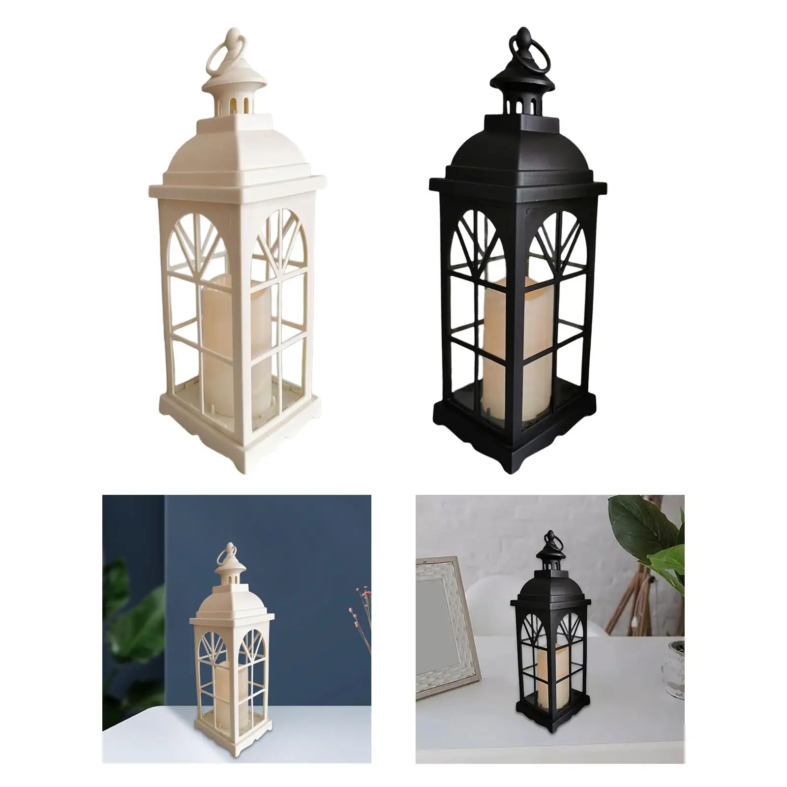 European Style Candle Lantern Candle Holder Farmhouse Lantern Wind Lamp Candlestick for Party Living Room Garden Decor