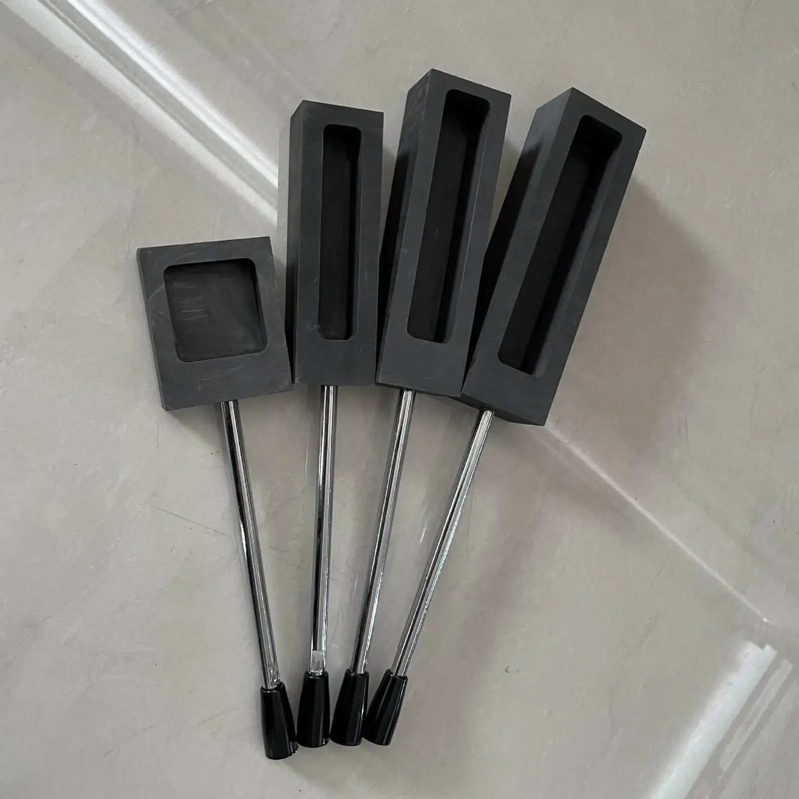 Rectangle Graphite Ingot Castings Refining Bars Casting with Handle Graphite Tank for Gold Silver Copper Precious Metal Alloy