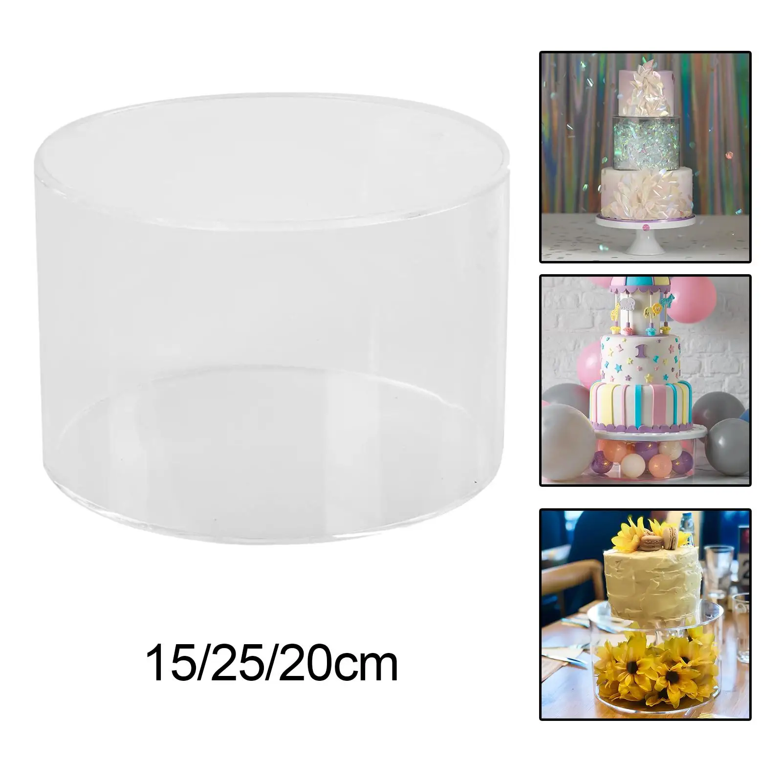 Acrylic Cylinder Display Riser Round Decoration Base Cake Tier for Birthday