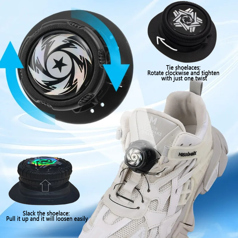 2 Paar drehbare automatische Metalldraht-Schnalle, Seil-Sneaker-Schnürsenkel für Kinder/Erwachsene, keine Krawatte, Schnürsenkel, Quick-Lock-Schnürsenkel, Turnschuhe – Detail 6