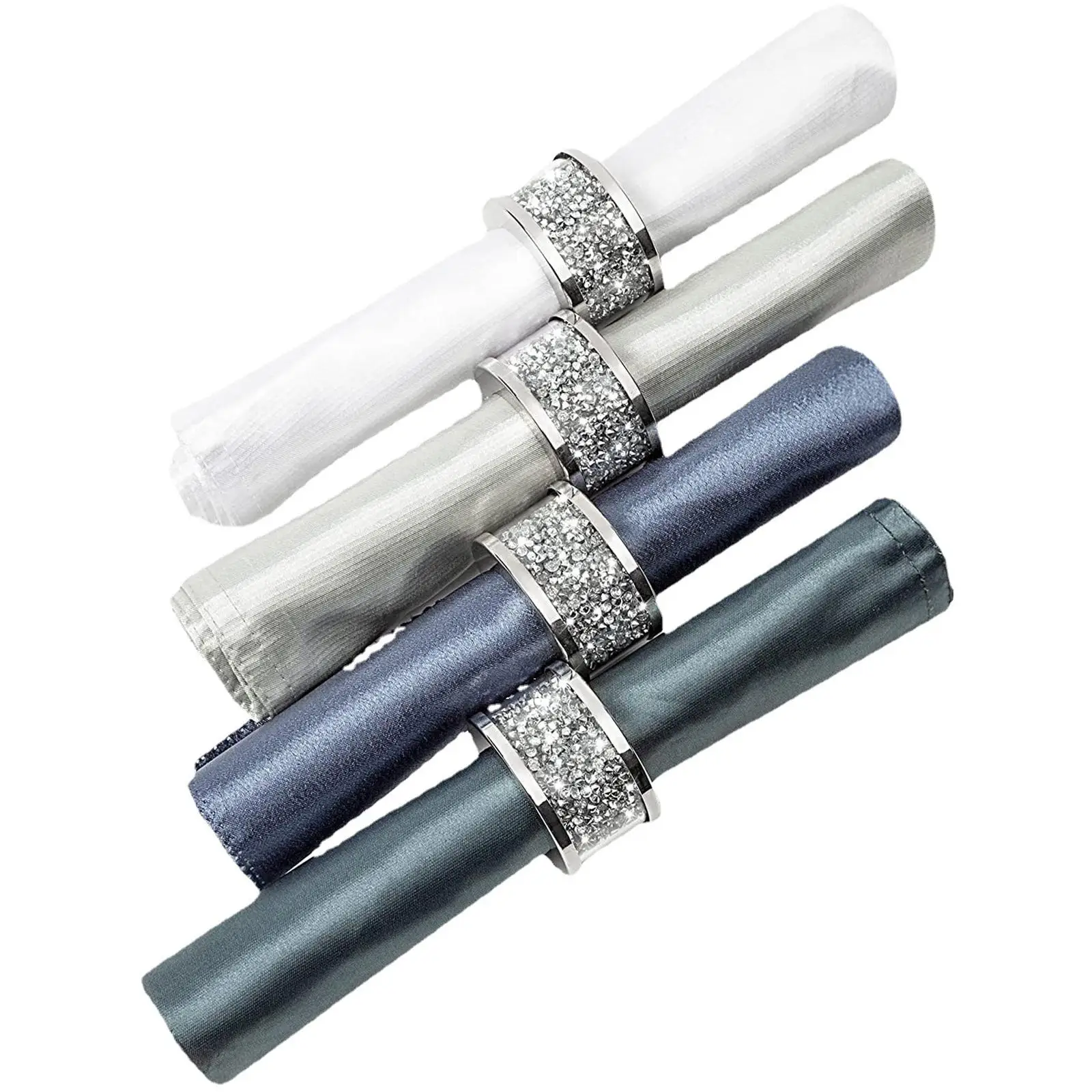 Fashion Silver Diamond Glass Napkin Holder Exquisite Durable Serviette Buckles Paper Towel Ring for Festival Celebrate Easter