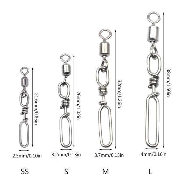 50 Girelle Da Pesca Con Moschettone - Acciaio Inox Per Acqua Dolce E Salata - Foto 5