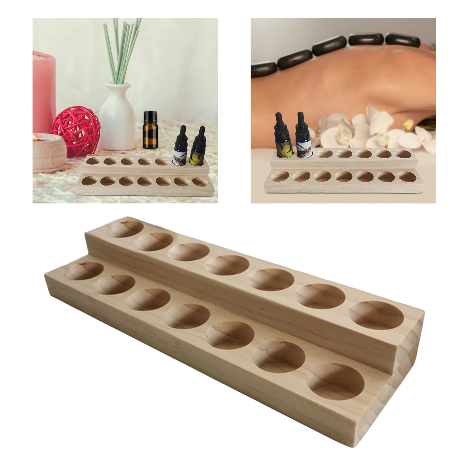 Essential Oil Storage Rack ,Natural Wood Box Case Container Display Holder