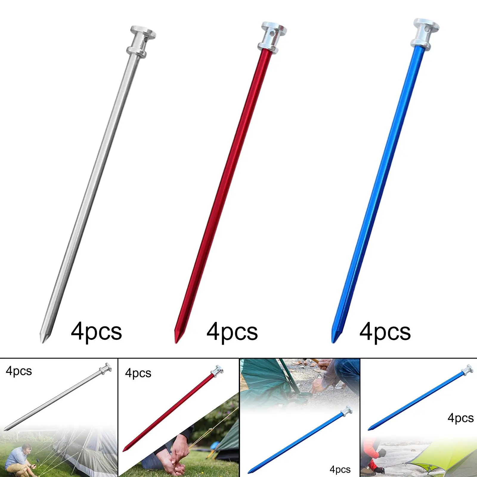 4x Tent Pegs Stakes Ultralight Heavy Duty Long for Camping Outdoor Accessory