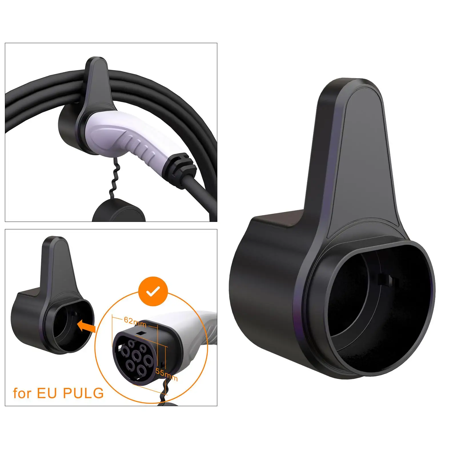 Sturdy EV Charger Holder Holster Dock Electric Vehicle Type 2 Charging Cable Extra Protection Leading  ABS EU Plug