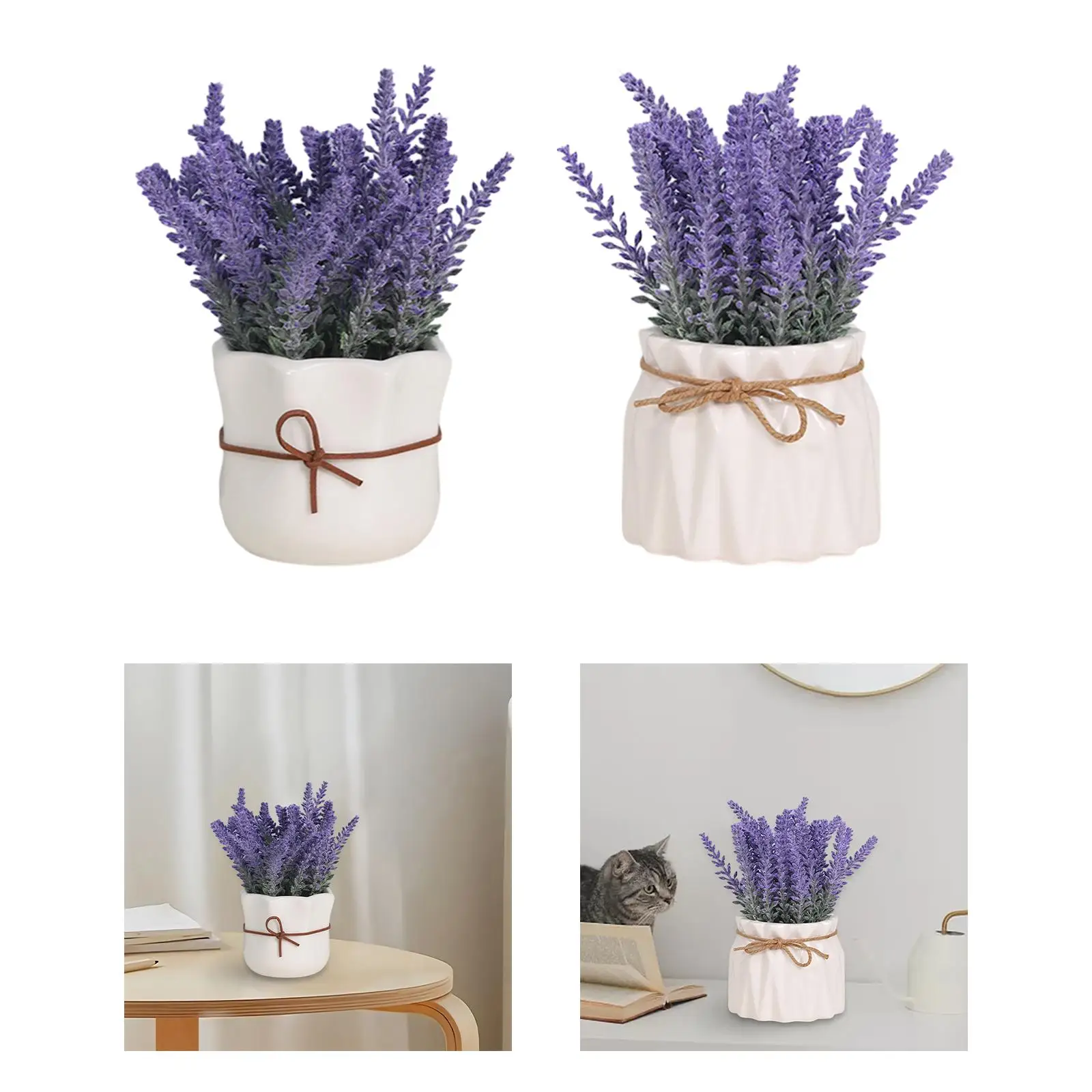 Lavender Potted Plant Ceramic Artificial Home Decoration Handmade Vase Set Flower Pot for Bar Hotel Dressing Table Kitchen Party
