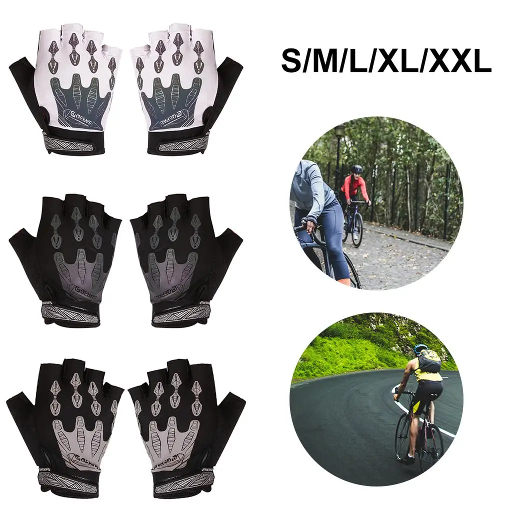 1 Pair Cycling Gloves Half Finger Gel Padded Anti-slip Shock Absorbing Gloves Short  Gloves