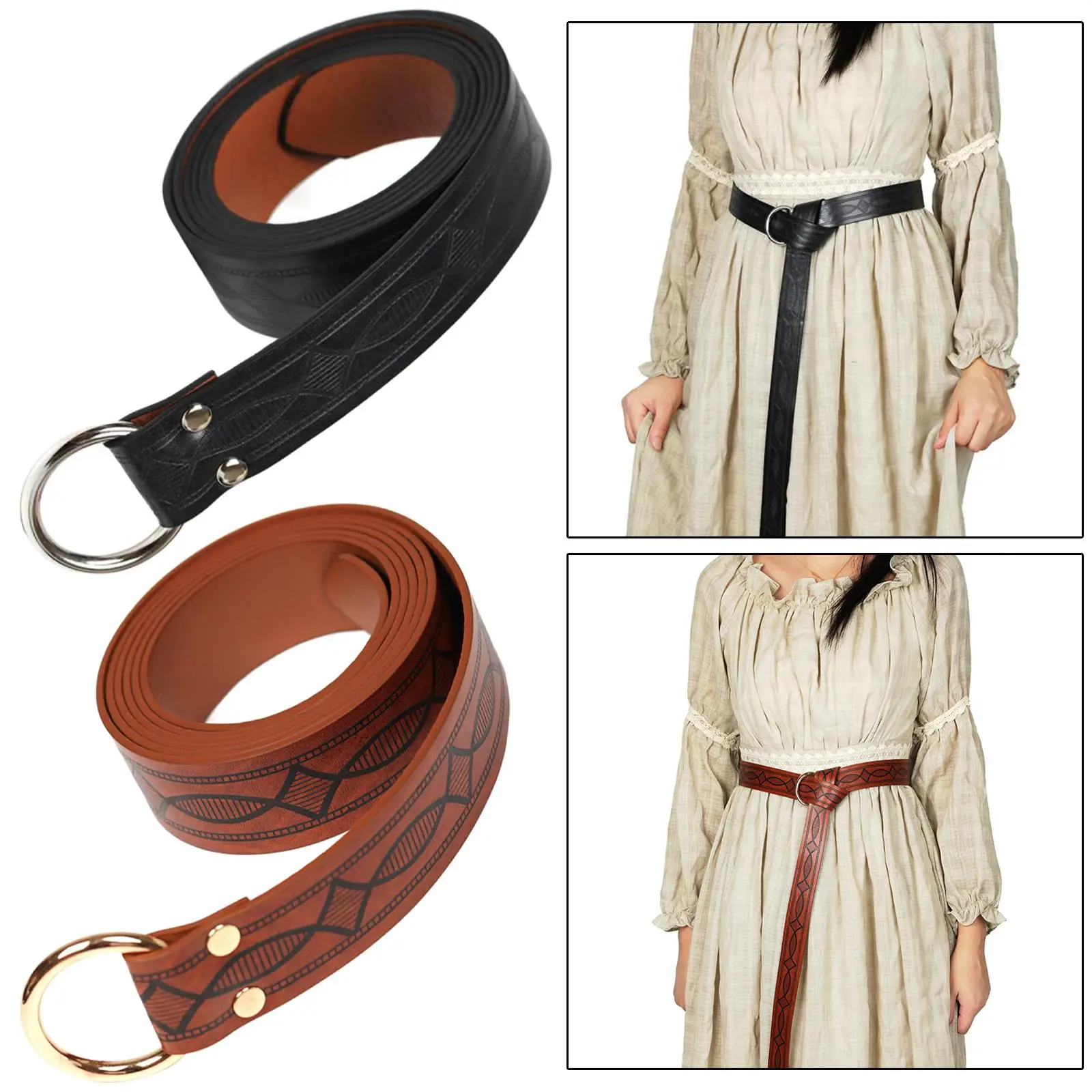 PU Leather Belt Costume Accessories Waistband Medieval Knight Waist Belt for Slacks