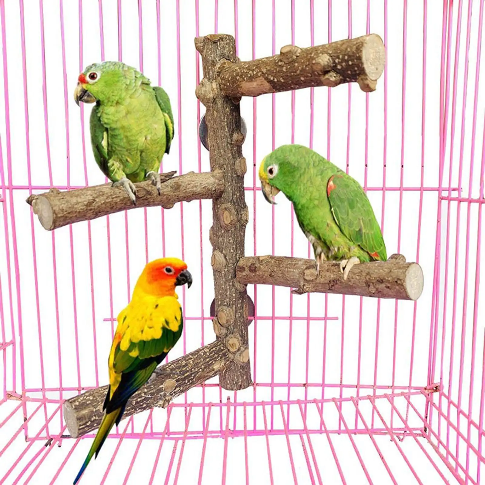  Perches ,Wooden Pole Hanging Training Toy .Paw Grinding Standing .Pet Parrot Chewing Bite Toys for Budgies Cockatiels Macaws